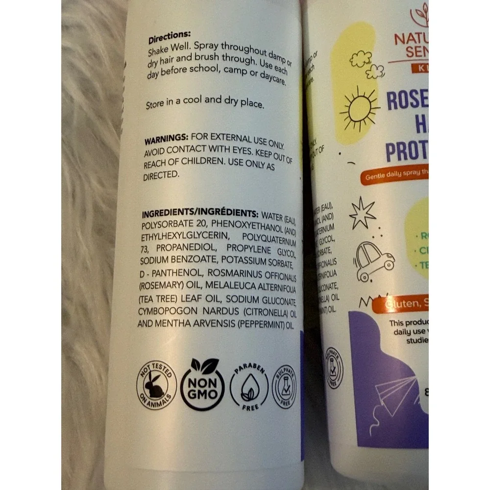 Natural Sense Kids Rosemary Hair Protection Spray 8oz 3 Pack Lice Prevention